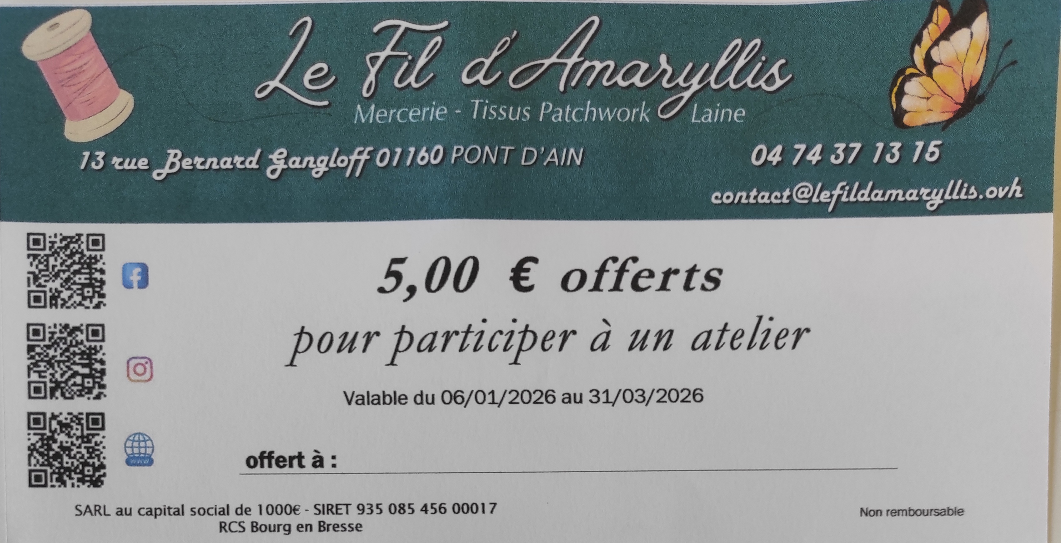 photo du chèque cadeau